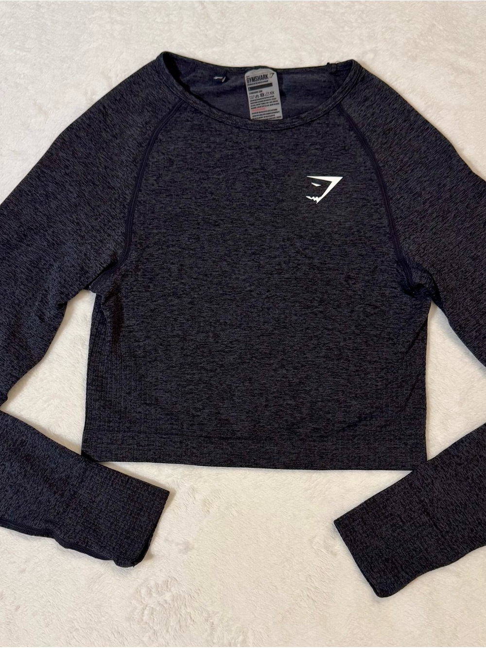 Gymshark Women's Gray Heather Long-Sleeve Cropped Athletic Top